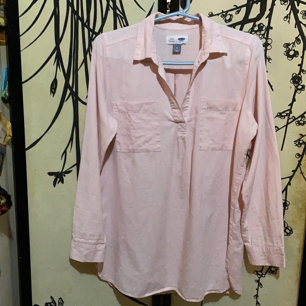 Old Navy Women’s Pale Pink Linen/Cotton Blend Tunic Dress W/Pockets